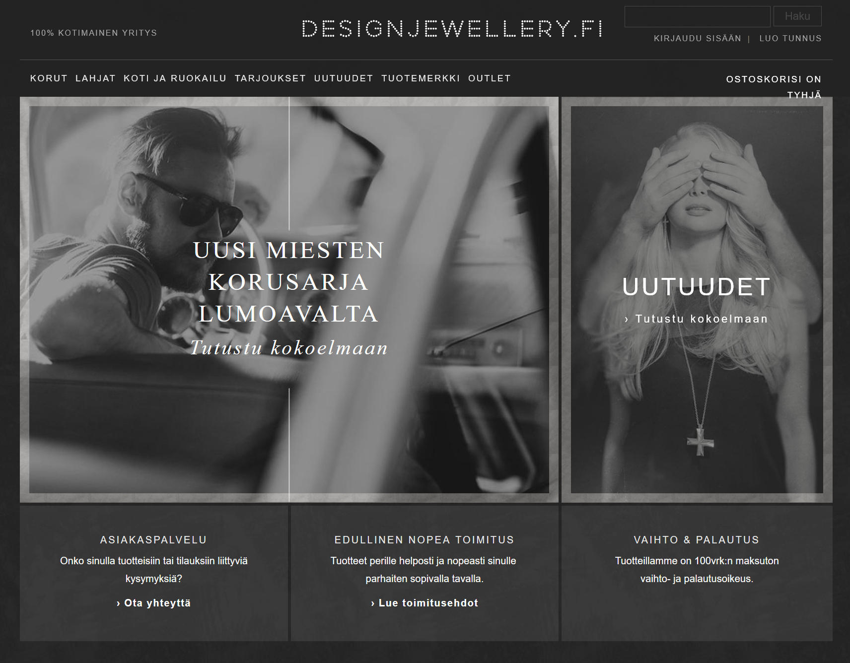 Design jewellery verkkokauppa - Suomalaisten design korujen verkkokauppa. 
Tervetuloa tutustumaan nuorekkaaseen koru mallistoomme.